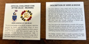 UELAC Challenge Coin information card